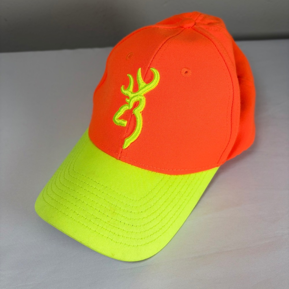 Browning Neon Orange and Yellow Buckmark Logo Adjustable Hat OSFM